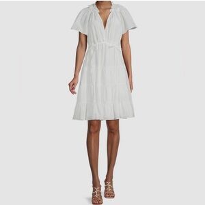 KOBI HALPERIN | NEW The Casey White Tiered Short Sleeve Dress Women’s Size Small